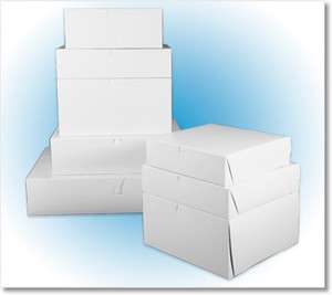 10 X 10 X 4 WHITE CAKE BOX, PASTRY, BAKERY, PIE, 1 PC/LOCK CORNER 