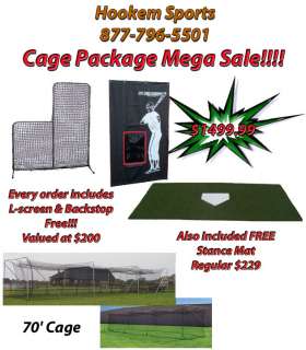 HEAVY DUTY Baseball Batting Cage Package 70x12x12 With FREE Stance Mat 