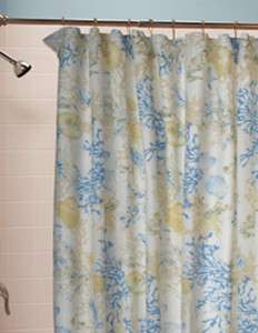 NEW Seashell Beach Cottage Blue Fabric Shower Curtain  