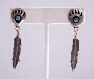 Sterling Silver and Turqouise Bear Claw Post Earrings  