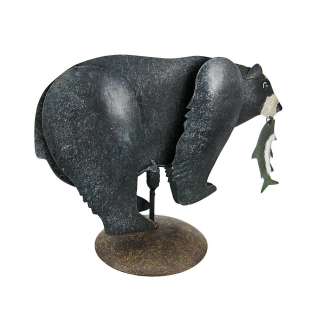 Antiqued Hand Painted Metal Black Bear Statue  