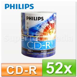 500 PHILIPS Branded Blank 52x CD R CDR Disc Media 5*100  