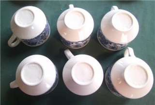   CHURCHILL BLUE WILLOW TEA CUPS COFFEE MUGS & SAUCER DINNERWARE CHINA