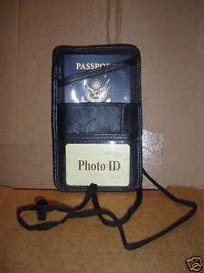   Genuine Leather Passport and Boarding Pass Holder with Neck Strap