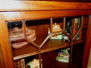 Antique Bookcase Bookshelf English Mahogany divided glass Key 