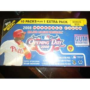 Cards Topps Bonus Box Major League Baseball Opening Day 2008 10 Packs 