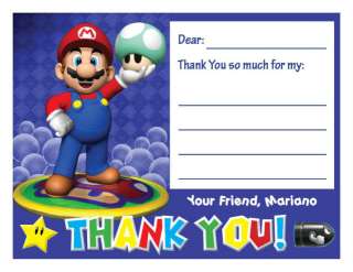 Setof10 Super Mario Bros. Personalized Thank You Cards  