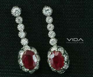14K Gold Burma Ruby Diamond Earrings Great Luster  