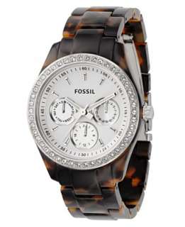 Fossil Watch, Womens Tortoise Resin and Stainless Steel Bracelet 