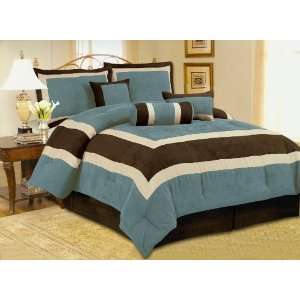   Soft Micro Suede Comforter Set Bedding in a bag, Aqua Blue   Queen