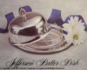 1992 ONEIDA JEFFERSON ROUND SILVERPLATE BUTTER DISH JT2  