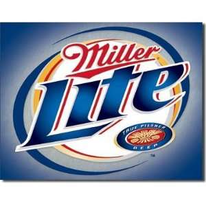    Miller Lite Beer Logo Brushed Metal Tin Sign