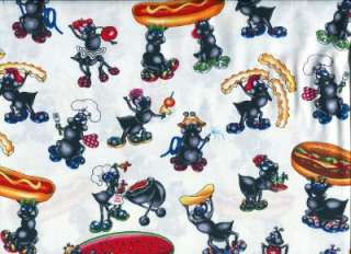 CARTOON ANTS & PICNIC FOOD WHITE~ Cotton Quilt Fabric  