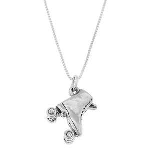  Sterling Silver Large Roller Skate Necklace Jewelry