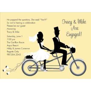 Tandem Bike Ride Yellow Engagement Party Invitations