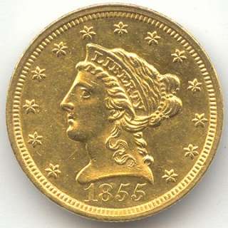 1855 $2.50 Gold Liberty Head, BU  