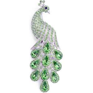    Peridot Green Peacock Austrian Crystal Bird Pin Brooch Jewelry