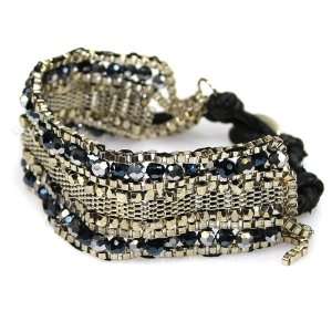  Hand Crafted Bracelet with Black and Silver Beads Jewelry