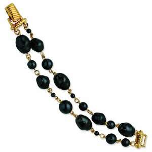  7.75in Simulated Black Pearl Bracelet/Rhodium Plated Mixed 