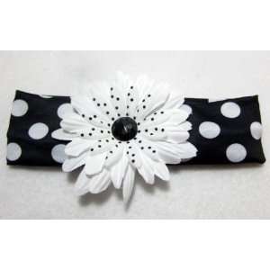  Black and White Polka Dot Daisy Flower Headband 