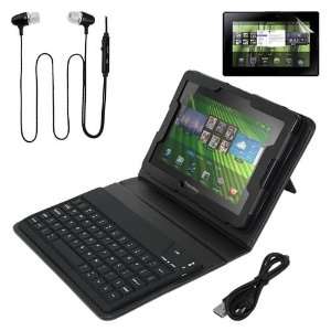  Skque Black Leather Case with Bluetooth Keyboard + Screen 