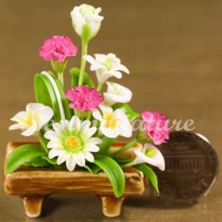   Miniature Rose Lily Plumeria Flower Arrangement Bouquet Pot 112 XS1