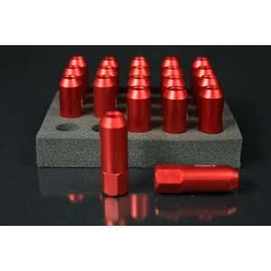 RED JDM 2 1/4in Long Open End Wheel Lug Nuts   12mm x 1.5 Thread Size 