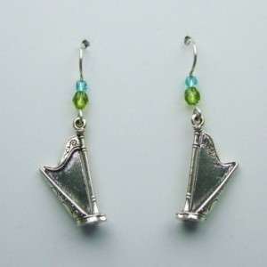   Silver Large classical Harp earrings Music, Harpist, orchestra, Celtic