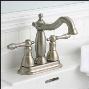   Brushed Nickel Bathroom Sink Faucet   Lever Handles
