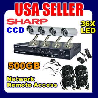 Channel Outdoor CCD Security Camera System DVR 500GB H.264 Internet 