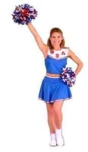 BLUE Patriotic Cheerleader Costume w Poms Womens SM 6 8  