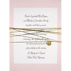   Invitations Kit Magnolia PInk with Metallic Cord and Butterlfy Charm
