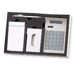 Memo Pad Holder, Business Card Holder, Calculator, Ballpoint Pen Set