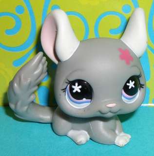   Pet Shop~#495 GRAY FLOWER CHINCHILLA Purple Eyes & White Ears~M135 LPS