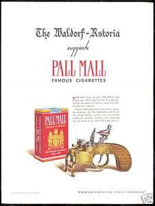 1940 Pall Mall Cigarettes Waldorf Astoria Hotel Pistol Gun Lighter 