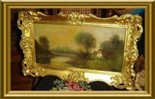 ANTIQUE GORGEOUS Circa 1850 FRENCH SIGNED **PLEHE**? COUNTRY SIDE 
