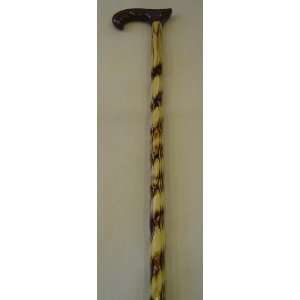   Scorched Hooked Handle Cane / Walking Stick