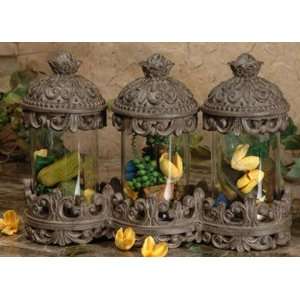  Triple Glass Covered Canisters Set
