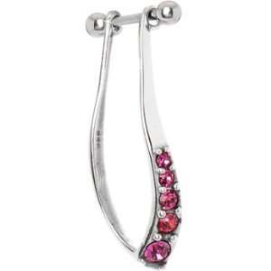   925 Pink Quinate Cubic Zirconia Right Cartilage Ear Piercing Jewelry