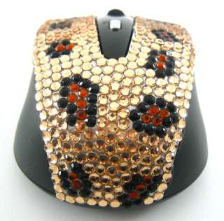 Wireless Leopard Crystal USB Optical Computer Mouse  