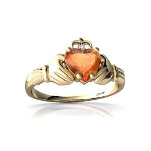   14K Yellow Gold Heart Fire Opal Celtic Claddagh Ring Size 5.5 Jewelry