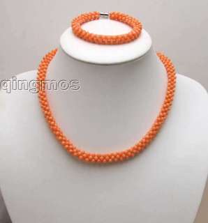   18 Hand knitted Genuin Pink coral necklace and 8 bracelet sets 5426