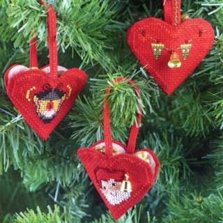 Red Hearts Counted Cross Stitch Kit Permin of Copenhagen 015236  