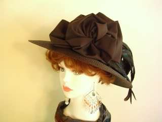 Brown Couture Church Designer Hat Lady Tea Wedding Hats  