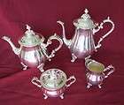 Vintage GORHAM Silverplate Coffee, Tea, Sugar & Creamer Set NEWPORT 
