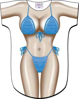 BLUE MACRAME Sexy Swimsuit Bikini Cover Up FUN T Shirt  