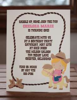 Yee Haw Cowboy or Cowgirl Western Birthday Party Invitation 