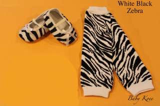 Brand New BABY ZEBRA & CHEETAH crib shoes & leg warmer  
