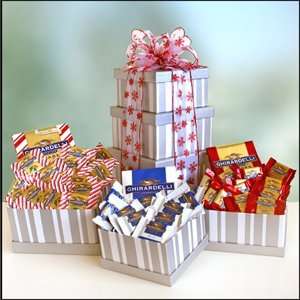 Ghirardelli Holiday Greetings   Gourmet Chocolate Christmas Gift Tower 
