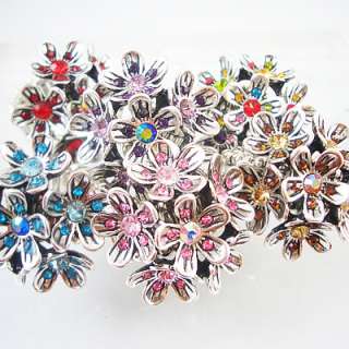 Pick up Crystal Flower cocktail Stretch Ring R203  